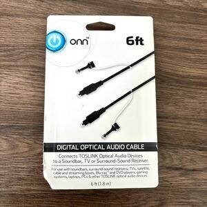 onn 6ft Digital Optical Audio Cable Black